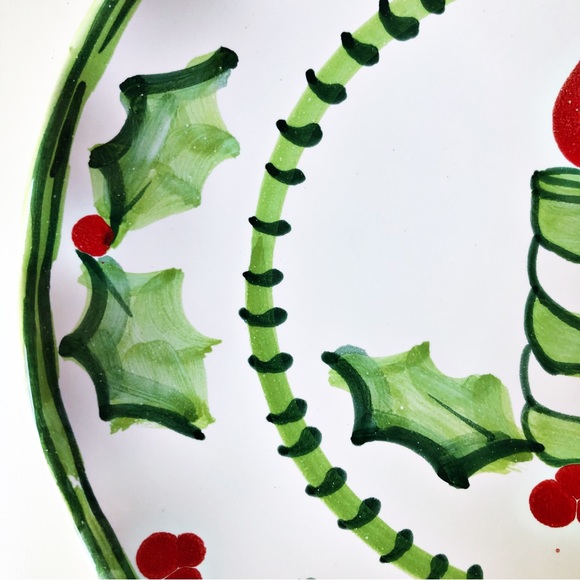 Holly Jolly Candle Plate Anne Hathaway Hand Painted Italy 2006-2021 Can Hang - Picture 5 of 9